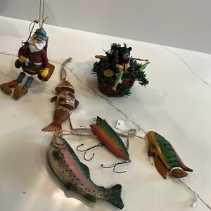 Christmas Fisherman Christmas Ornaments Set of 6. Perfect for tree or on a gift